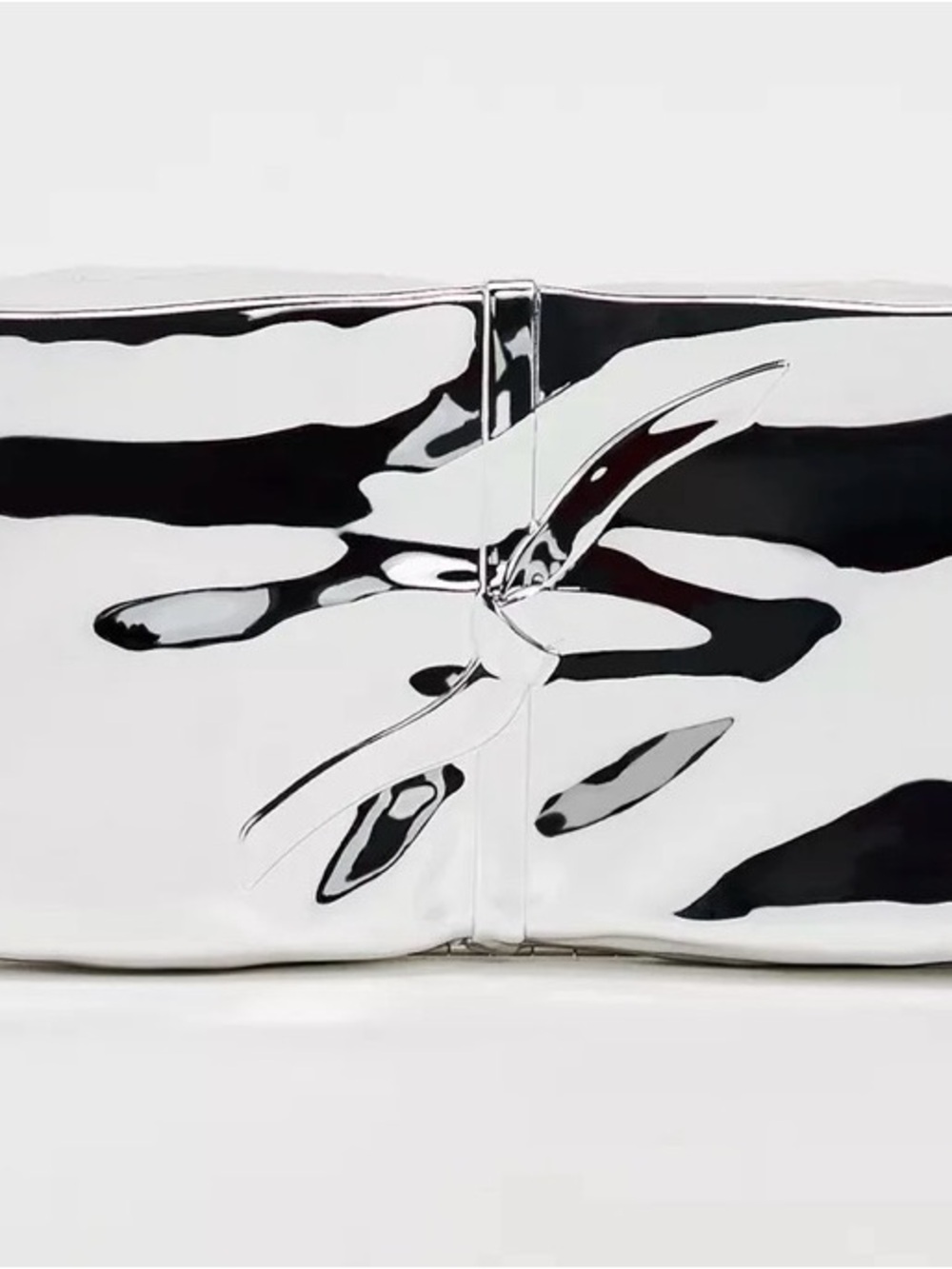 Silver Metallic Evening Box Clutch - Women Bags